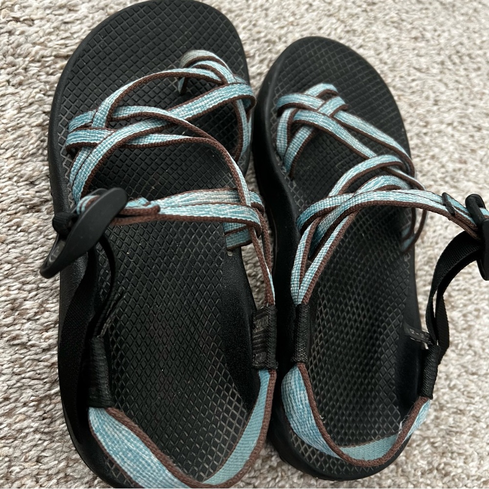 Chaco Women’s Black Vibram Sandals w Teal Accent - Secure Adjustable Fit Size 7 - Picture 3 of 11